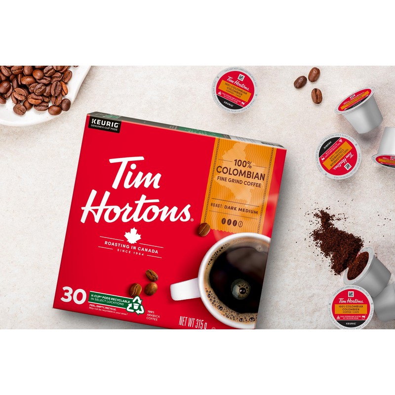 Tim Hortons Colombian Coffee, Single Serve Keurig K-Cup Pods, Dark