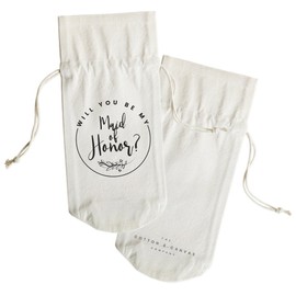 The Cotton & Canvas Co. Will You Be My Maid of Honor? Wine Bag, Bottle Cover, Bridal Party Gift and Wedding Gift Bag