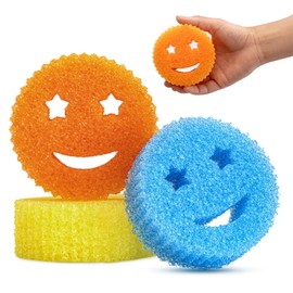 HELIME Scrub Sponges Dish Scrubber, Non-Scratch Multi-Functional Color Sponge, Temperature Controlled Cleaning Pads, Dishwasher Safe for Kitchen, Bathroom, Stain Odor Resistant BPA Free Polymer Foam