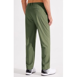 Libin Mens Golf Pants Stretch Work Dress Pants 31" Lightweight Business Casual Pants for Men Classic Fit Comfy Trousers Office Lounge with Pockets, Army Green, 33W x 31L