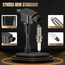 SYKRSS Set of 6 UF617 Ignition Coil Pack and 90174 spark plugs Compatible with INFINITI FX37 G37 M37 Q40 Q50 Q60 Q70 QX70 2009-2020 Nissan 370Z 3.7L V6 Replacement 22448EY00A GN10430 IGC0078 1788503