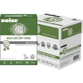 Boise® X-9® Multi-Use Print & Copy Paper, Letter Size (8 1/2" x 11"), 92 (U.S.) Brightness, 20 Lb, White, 500 Sheets Per