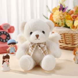 HyDren Angel Bear Plush Stuffed Animal with Wings White Bear Dolls for Boys Girls Birthday Gift(Rabbit Fur,Cute)