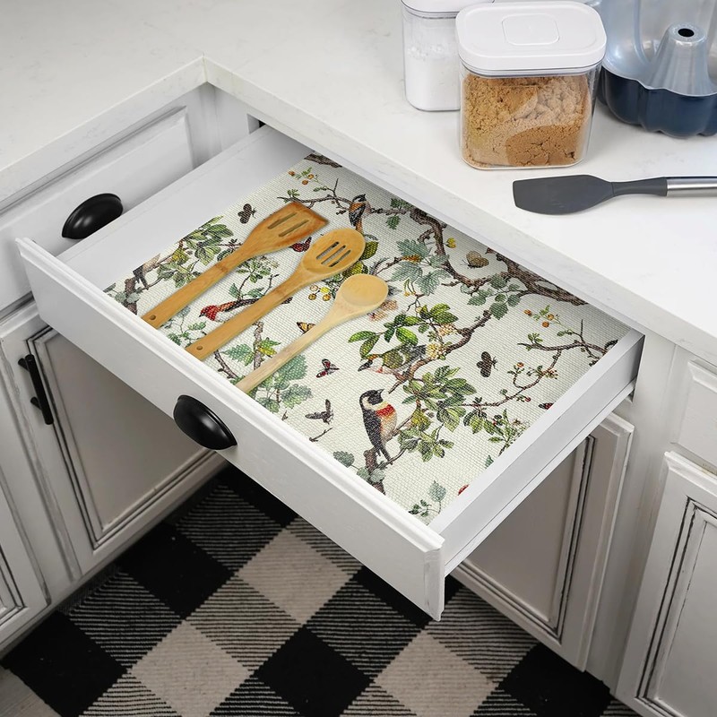 Quttisay Shelf Liner for Kitchen Cabinets Non-Adhesive,Cabinet Liner for Shelves