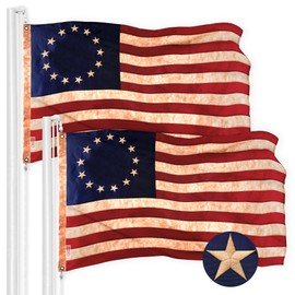 G128 2 Pack: Betsy Ross Tea-Stained Flag | 2.5x4 Ft | ToughWeave Pro Series Embroidered 420D Polyester | Historical Flag, Embroidered Design, Indoor/Outdoor, Brass Grommets