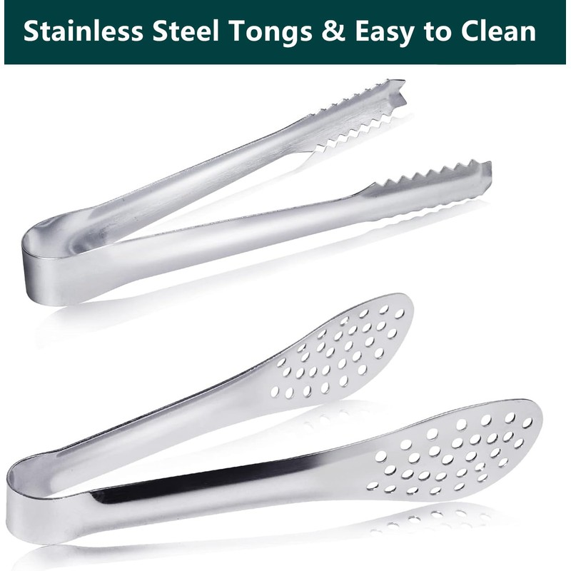 12 Pcs Premium Small Serving Tongs,Mini Stainless Steel Appetizer Tongs,Tiny
