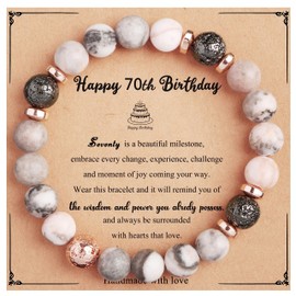 Yiyang 70th Birthday Gifts for Women, Natural Stone Stretch Bracelets Sentimental Birthday Gifts for 70 Year Old Women 70th Birthday Gift Ideas for Mom Grandma Aunt Sister Born in 1955 Gifts