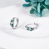 POPLYKE Green Leaf Earrings 925 Sterling Silver Small Hoop Earrings