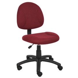 Boss Office Products Perfect Posture Delux Fabric Task Chair without Arms in Burgundy
