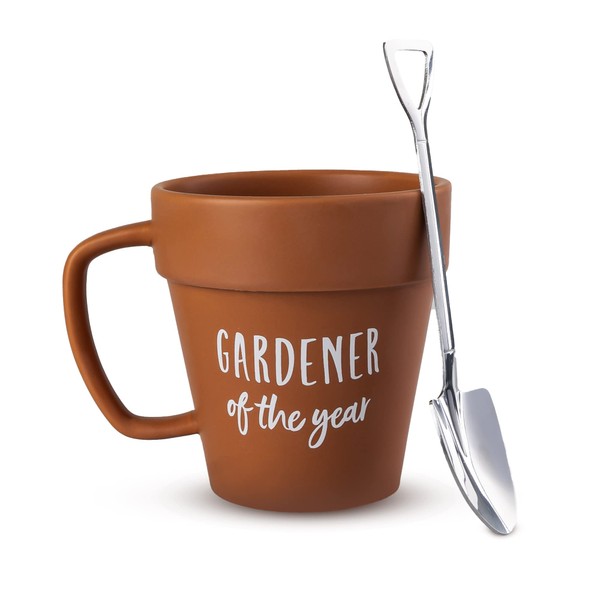 Upper Midland Products Gardener Mug Coffee Plant Novelty Ceramic Mug & Shovel Spoon Gifts for Gardener Women, Man, Son & Daughter present for Nature Lovers, Holidays, Birthday Gifts