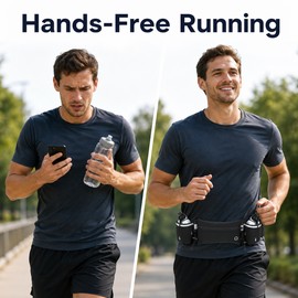 Running Waist Pack with 2 Water Bottles – Dual Pocket Belt for Phone, Marathon, Trail Running & Fitness