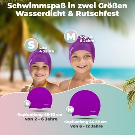 KIDVERSE Children's Waterproof Swimming Cap with Non-Slip Nubs - Swimming Caps for Swimmers with UV Protection - Swimming Cap Girls - Tear-Resistant Swimming Caps in Various Sizes