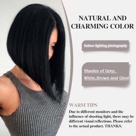 ORAVISTA Short Angled Lace Bob Synthetic Wig for Women, A-Line Bob with Black(Black,10 inch)