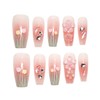 Flower Press on Nails Medium Coffin Fake Nails Spring Summer