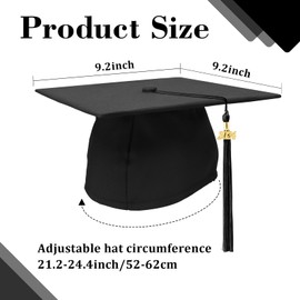 Luktastic Graduation Cap - Black Cap with 2024 Tassel and Gold Charm - Matte Finish - For High School, Bachelor, Master Graduates - Unisex - One Size Fits All - Includes Decorations Kit