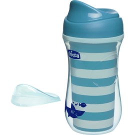 Chicco Active Drip-Free Drinking Cup for Children, 266 ml, 1 Baby Bottle, 14+ Months Drinking Cup, Insulated Thermos Flask with Ergonomic Spout and Easy Sips Valve, BPA-Free, Turquoise or Blue
