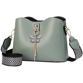 DEEVORCA Cute Women Shoulder Bag Small Crossbody Bags Casual PU Leather Lightweight Handbags Work Party Travel Dating Fashion Messenger Bags With Elegant Butterfly Pendant Red