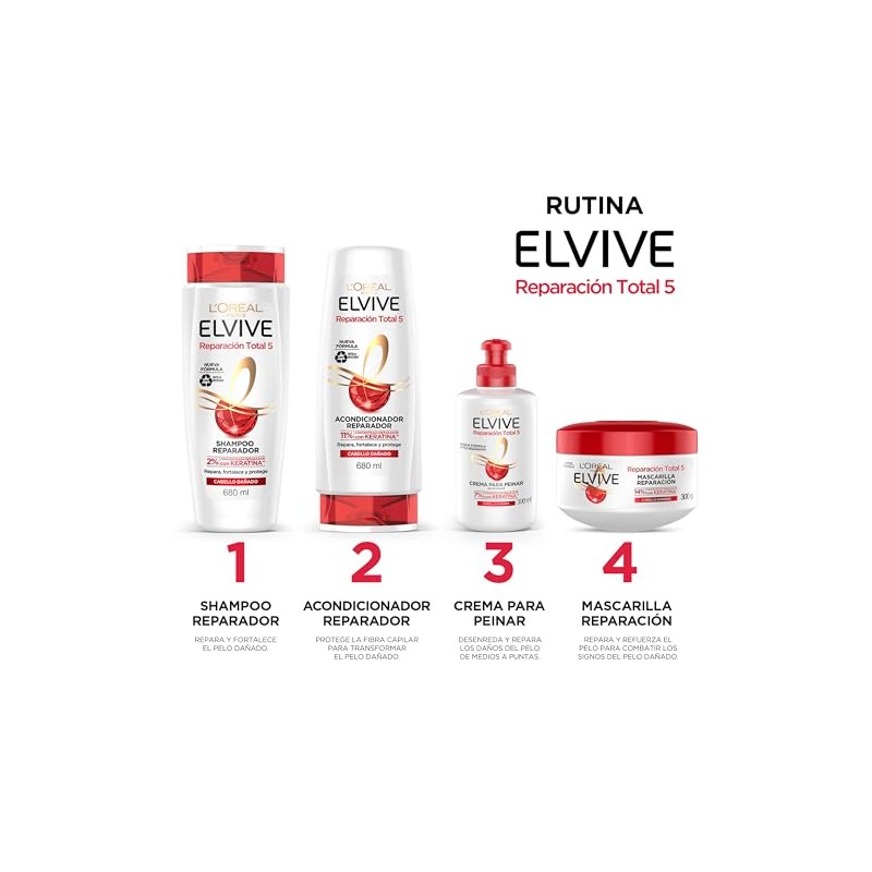 L'Oréal Paris Acondicionador Reparación Total 5 Elvive 370 ml