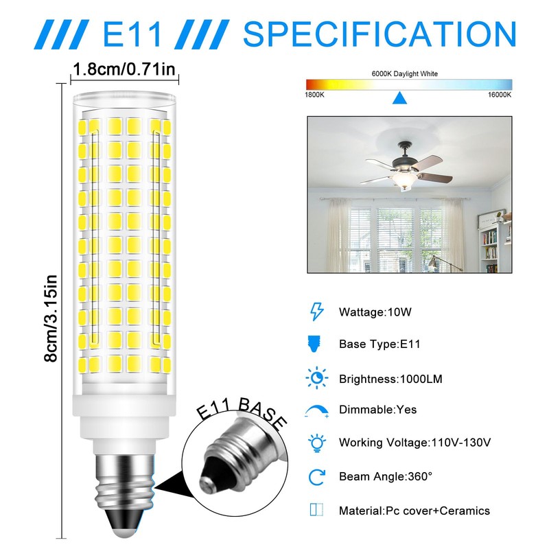 Megereet E11 LED Bulb 100W Halogen Bulbs Equivalent, JDE11 T4