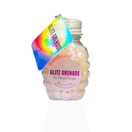 Neva Nude Face and Body Glitter Keychain - Holographic and Blacklight Reactive Chunky Glitter in Aloe for Festivals, Raves, and More | Cosmetic Grade (Lucid Dreams White Iridescent Glitz Grenade)