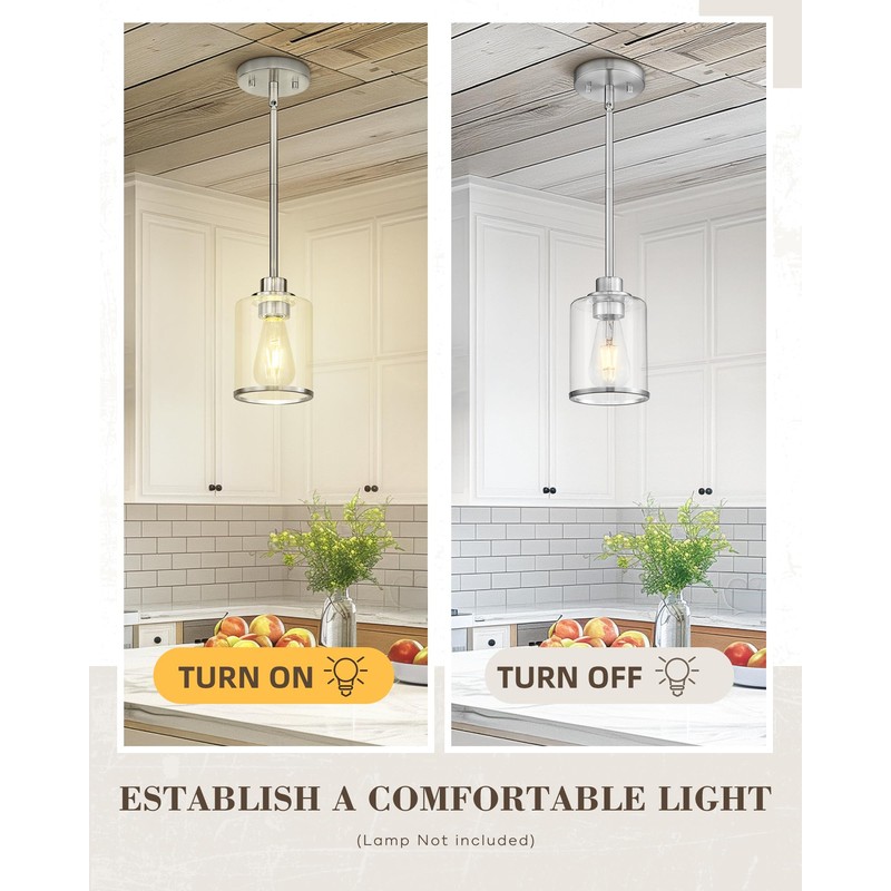 Beionxii Brushed Nickel Pendant Lights Kitchen Island, Hanging Lights Fixtures