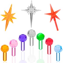 KonohaELF®Globe Pinlites Bulbs for Replacement Ceramic Christmas Tree- Round Faceted Globe Lights Ornaments, Crystal Clear (140 Pack ＆3 Plastic Topper)