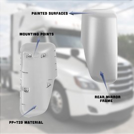 Fit For 2018+ Freightliner Cascadia Left Mirror Covers Chrome Housing Door Rearview Door Side Mirror Covers