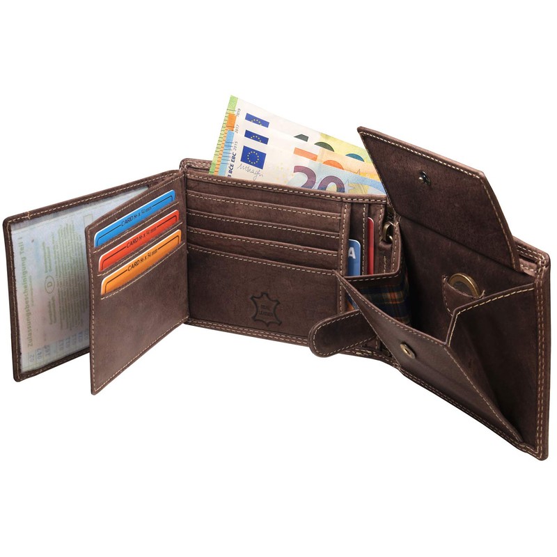 Fa.Volmer® Men's Genuine Leather Wallet with RFID Protection Brown