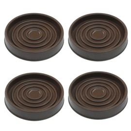 Hordion 4PCS 3" Furniture Caster Cups, Round Rubber Furniture Pads Non-Slip Floor Protector for Couch Table Chair Cabinet, Brown