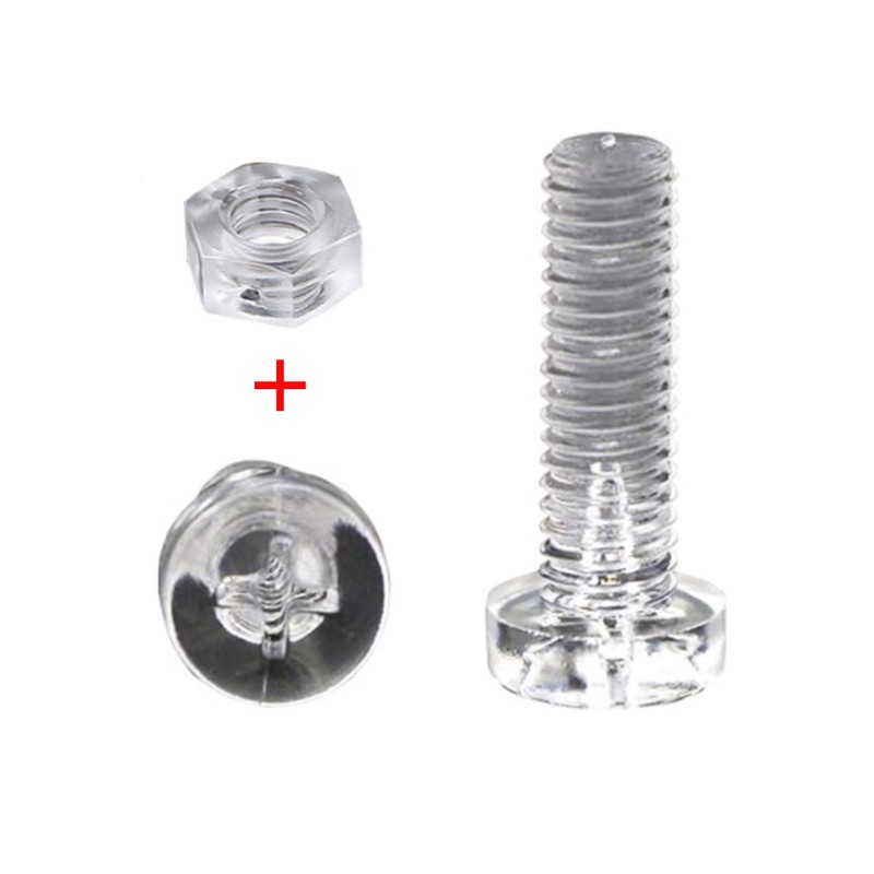 Geesatis 100 Pcs Transparent Acrylic PC Plastic Screw with Nut