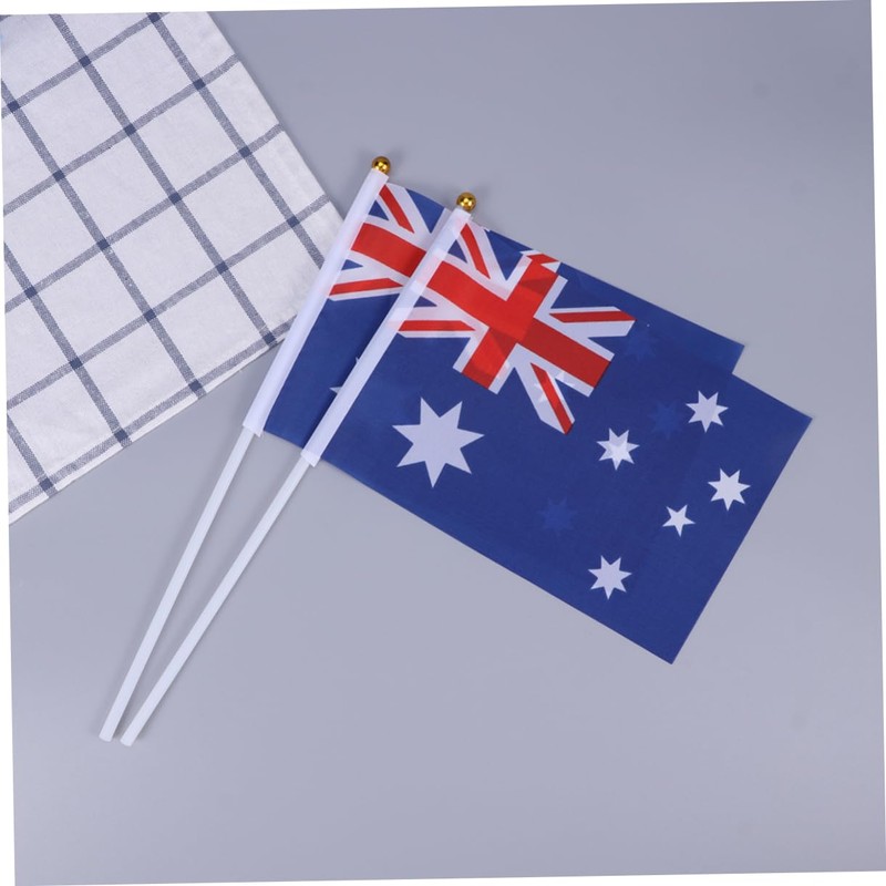 GRIRIW Australia Flag Mini Stick Flags 50 Pack Hand Held