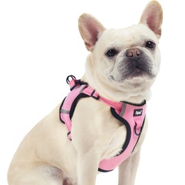PUPTECK No Pull Dog Harness Medium Sized Dog, Adjustable Reflective Escape Proof Easy Control, Comfortable Soft Padded Step in Pet Vest Harness, Pink, M