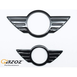 GAZOZ PERFORMANCE Front & Rear Glossy Black Emblem Badge Cover for 02-06 Mini Cooper R50 R52 R53 & Mini Cooper R58 R59 Mk2
