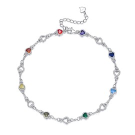 Original S925 Sterling Silver Anklet with Heart Chakra Pendant - Elegant Yoga Jewellery for Women - Fine Adjustable Anklet for Spirituality and Positive Energy