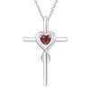 FANCIME Garnet Cross Necklace For Women Sterling Silver Birthstone Necklace