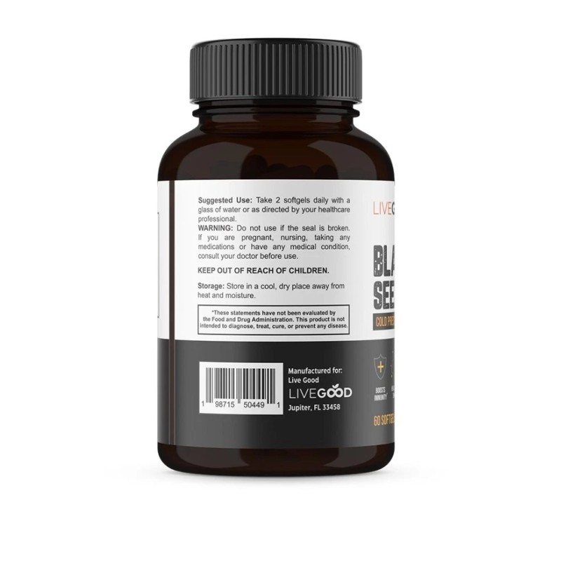 LiveGoods Black Seed Oil Cold Pressed 100% Pure 5% Thymoquinone