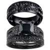 Couple Rings Black Rings Princess Cut Cz Womens Wedding Ring