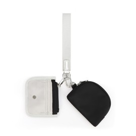 Finyoffiy Keychain Wallet-Mini Zip Around Wristlet Wallets Detachable Coin Purse Pouch for Women Men (Black and Grey)