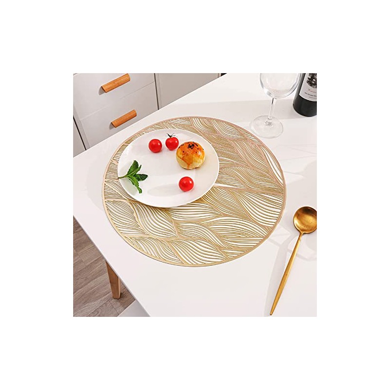 Hosoncovy 4 Pack Waves Decorative Placemats PVC Placemats Hollow Table