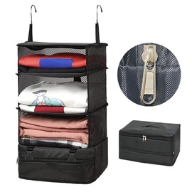 Lightweight YKK Zipper, Closet Hanging Storage, Inner Bag, Travel Pouch, Hanging Pouch, YKK Compression, Travel, Business Trip, Travel Pouch, Packing (Black, L)