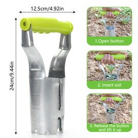 QYRDBGY Blumenzwiebelpflanzer, Praktisch Zwiebelpflanzer Pflanzhilfe mit Auslöseautomatik und Tiefenskala Pflanzhilfe für Blumenzwiebeln Pflanzlochstecher für Setzholz und Zwiebelpflanze