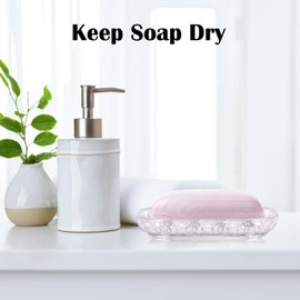 AMUONTY 2-Pack Soap Dish Holder for Bar Soap, Bathroom Soap Dishes Soap Holder, Soap Saver Dry Stop Mushy Soap Tray for Shower Bathroom, Kitchen Sink,Clear