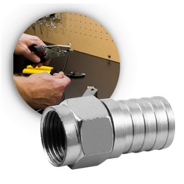 GE RG6 Crimp-On F-Type Connectors, 2-Pack, Replace Broken Connectors and Assemble RG6 Cables, Weatherproof, 35050