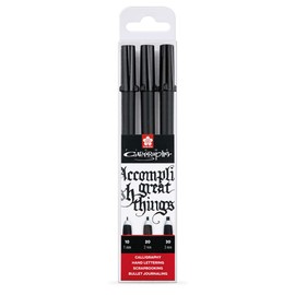 Sakura PIGMA Calligrapher Calligraphy Fineliner Set (3 Pens, Black)