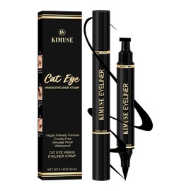 KIMUSE 2PCS Eyeliner Stamp, Wing Cat Eye Stamp, Waterproof Smudge Proof Long Lasting Liquid Eye Liner, Eye Liner Pens Black Beginner Friendly