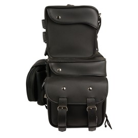 Basic Black PVC Vinyl Stacked Motorcycle Sissy Bar Bag