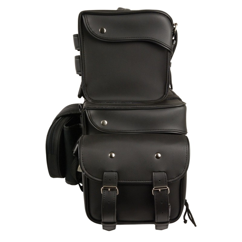 Basic Black PVC Vinyl Stacked Motorcycle Sissy Bar Bag