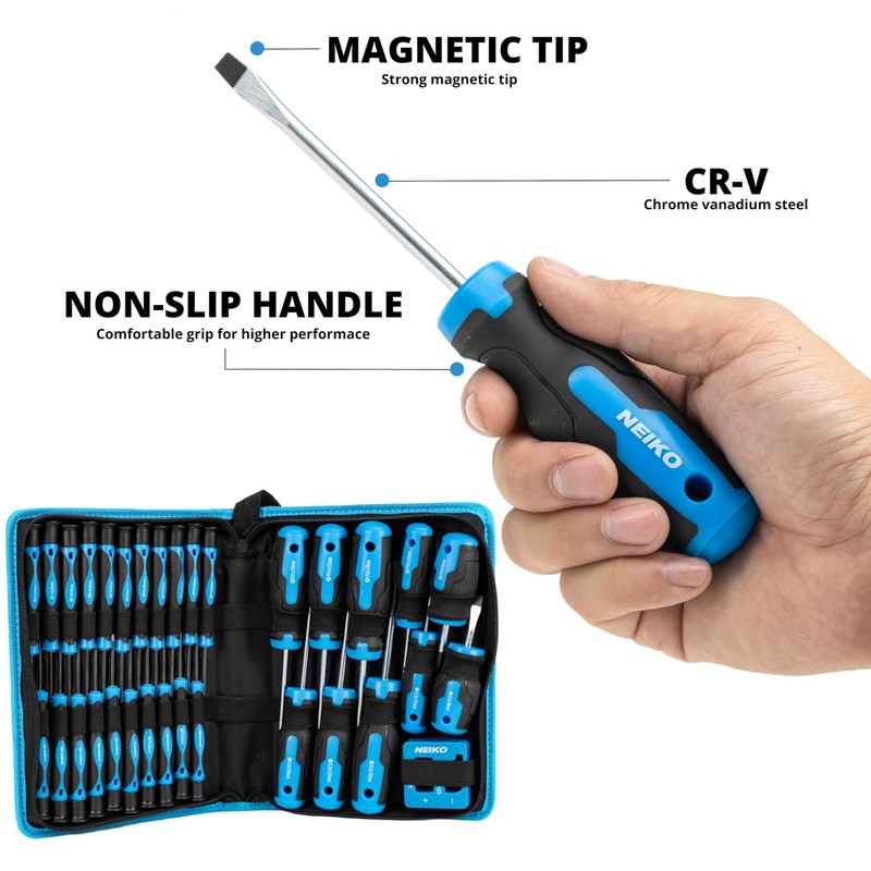 NEIKO 01379A Master Screwdriver Set, 32 Piece Magnetic Precision Screwdrivers,