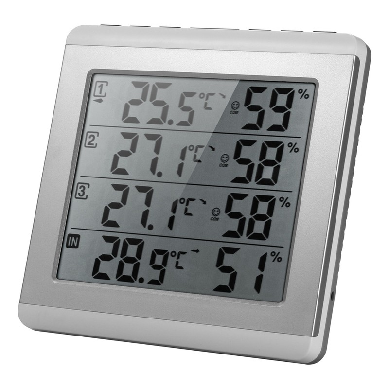 LCD Digital Wireless Indoor/Outdoor Thermometer Hygrometer Four-channel ℃/℉ Temperature Humidity