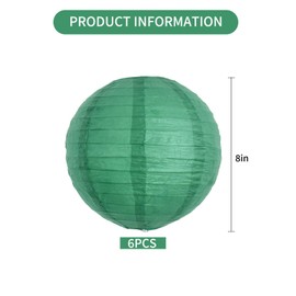 BEISHIDA 8-Inch Green Round Paper Lanterns Hanging Decorative Chinese Paper Lanterns Lamp for Birthday Wedding Party Irish Party Saint Patricks Day Decoration and Baby Bridal Shower（6 Packs）